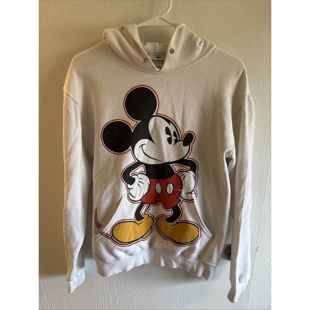 Vintage 90s Mickey Mouse Hoodie Disney Parks White - Size Small